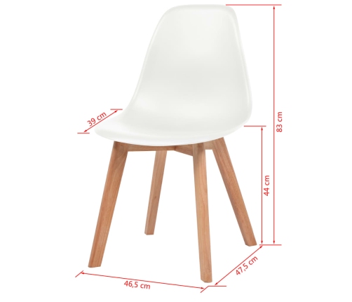 vidaXL virtuves krēsli, 6 gab., balta plastmasa