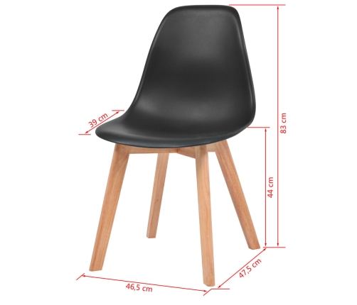 vidaXL virtuves krēsli, 2 gab., melna plastmasa