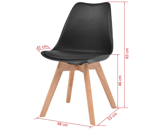 vidaXL virtuves krēsli, 4 gab., melna plastmasa