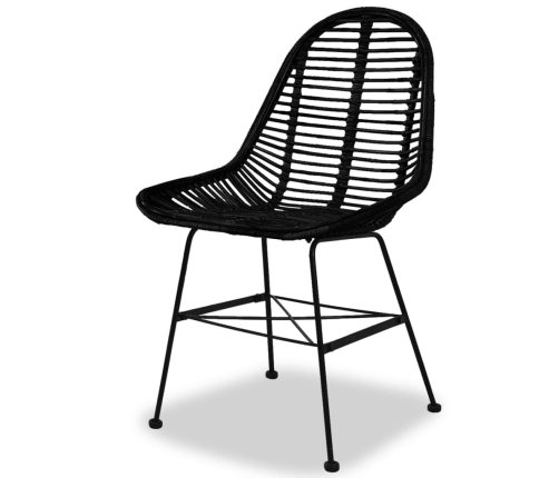 vidaXL virtuves krēsli, 2 gab., melni, dabīga rotangpalma