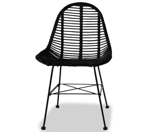 vidaXL virtuves krēsli, 4 gab., melni, dabīga rotangpalma