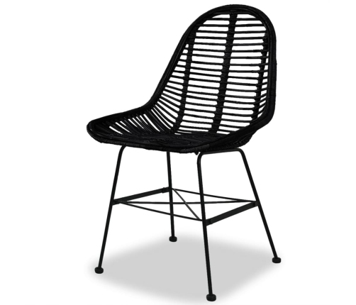 vidaXL virtuves krēsli, 4 gab., melni, dabīga rotangpalma