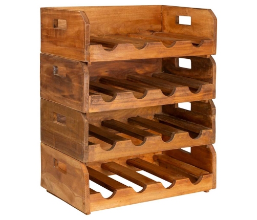 vidaXL vīna pudeļu statīvi, 4 gab., 16 pudelēm, masīvs sarkankoks