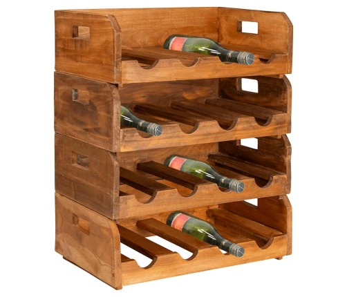 vidaXL vīna pudeļu statīvi, 4 gab., 16 pudelēm, masīvs sarkankoks