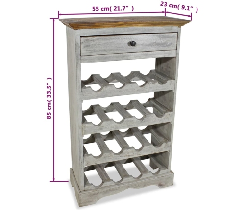 vidaXL vīna pudeļu statīvs, 55x23x85 cm, masīvs sarkankoks