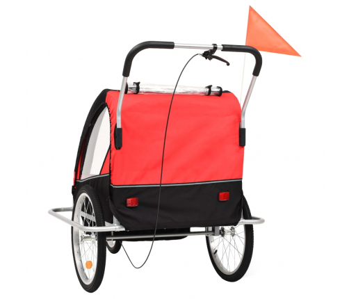 vidaXL bērnu velo piekabe, ratiņi, melna ar sarkanu