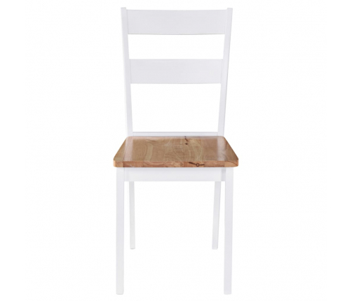 vidaXL virtuves krēsli, 2 gab., balts gumijas masīvkoks