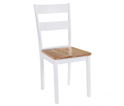 vidaXL virtuves krēsli, 2 gab., balts gumijas masīvkoks