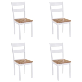 Virtuves Krēsli, 4 Gab., Balti, Masīvs Gumijkoks Vidaxl