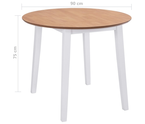 vidaXL virtuves galds ar atlokāmām malām, apaļš, MDF, balts