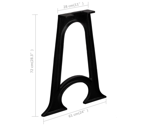 Virtuves Galda Kājas, 2 Gab., Ar Izliektu Pamatni, Čuguns Vidaxl