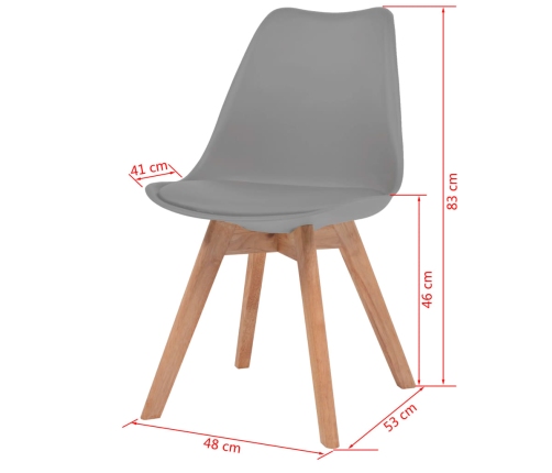 vidaXL virtuves krēsli, 6 gab., pelēka plastmasa