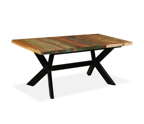 vidaXL virtuves galds, 180 cm, pārstrādāts masīvkoks un tērauda kājas