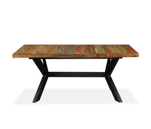 vidaXL virtuves galds, 180 cm, pārstrādāts masīvkoks un tērauda kājas