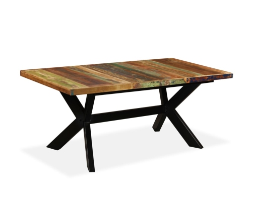 vidaXL virtuves galds, 180 cm, pārstrādāts masīvkoks un tērauda kājas