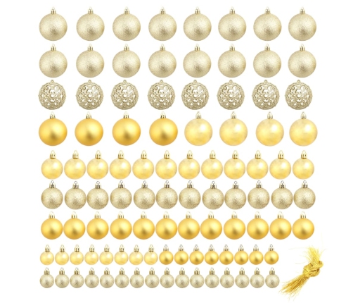 vidaXL Ziemassvētku bumbas, 100 gab., 3/4/6 cm, zelta