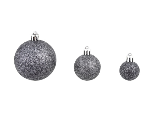 vidaXL Ziemassvētku bumbas, 100 gab., 3/4/6 cm, baltas, pelēkas