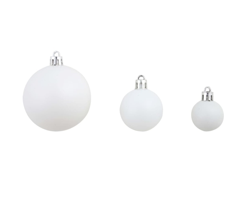 vidaXL Ziemassvētku bumbas, 100 gab., 3/4/6 cm, baltas, pelēkas