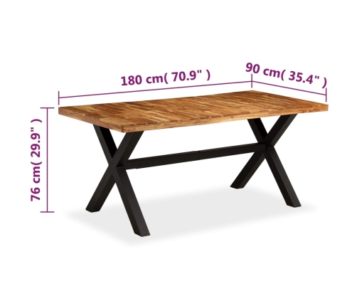 vidaXL virtuves galds, 180x90x76 cm, akācijas un mango masīvkoks