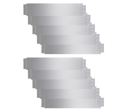 vidaXL zāliena apmales, 10 gab., cinkots tērauds, 100x20 cm