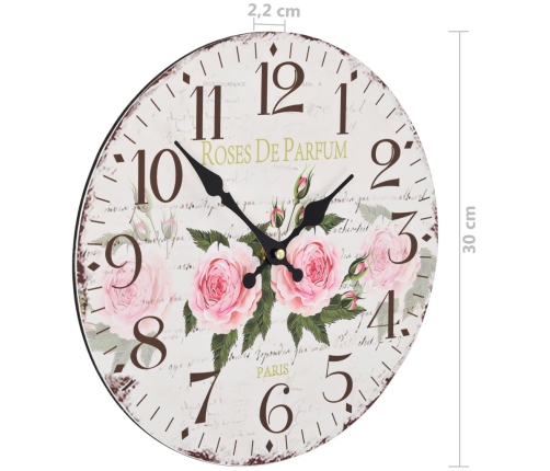 vidaXL vintāžas sienas pulkstenis, zieds, 30 cm