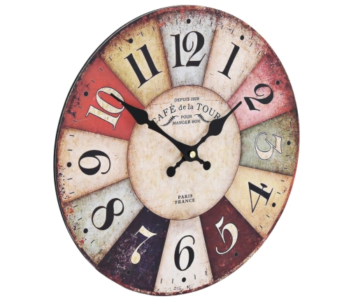 vidaXL vintāžas sienas pulkstenis, krāsains, 30 cm