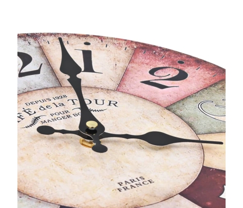 vidaXL vintāžas sienas pulkstenis, krāsains, 30 cm