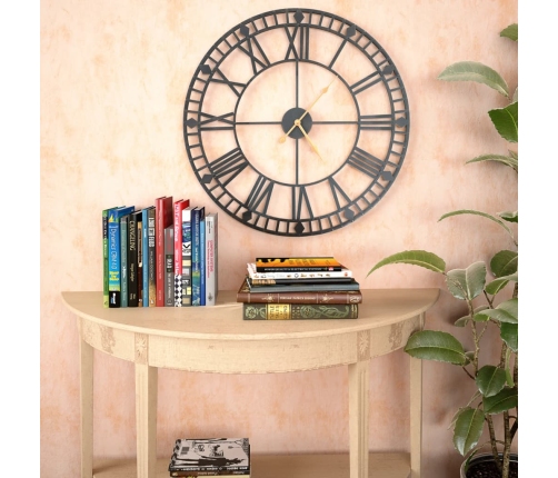 vidaXL vintāžas sienas pulkstenis, metāls, 60 cm, kvarca mehānisms