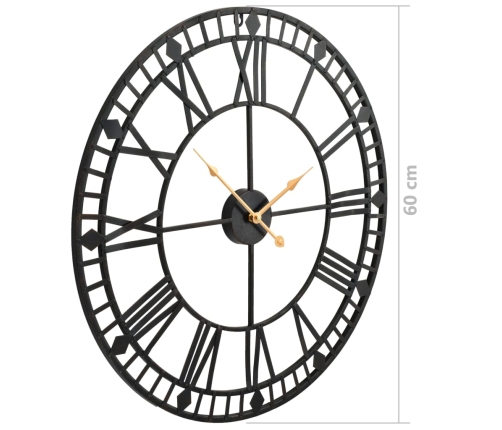 vidaXL vintāžas sienas pulkstenis, metāls, 60 cm, kvarca mehānisms