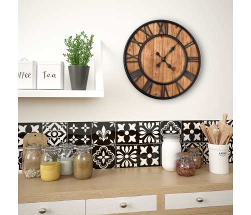 vidaXL vintāžas sienas pulkstenis, XXL, metāls, koks, kvarca mehānisms