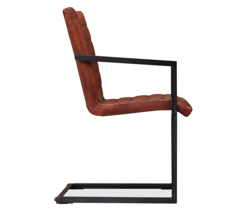 Virtuves Krēsli, 2 Gab., Brūna Dabīgā Āda Vidaxl