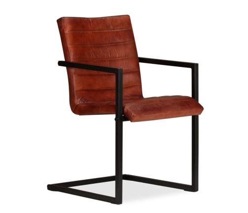 Virtuves Krēsli, 2 Gab., Brūna Dabīgā Āda Vidaxl