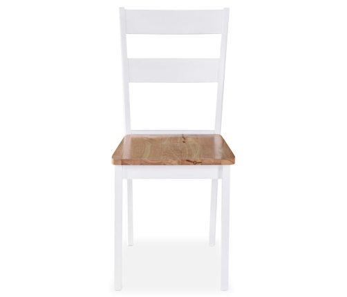 vidaXL virtuves krēsli, 6 gab., balti, masīvs gumijkoks