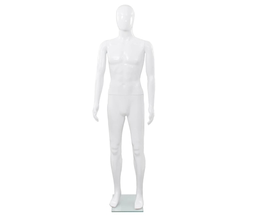 vidaXL vīriešu manekens, pilna auguma, stikla pamatne, 185 cm, balts