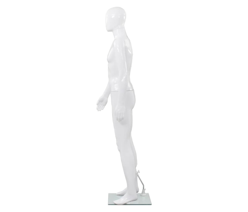 vidaXL vīriešu manekens, pilna auguma, stikla pamatne, 185 cm, balts