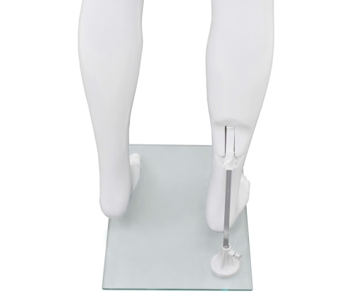 vidaXL vīriešu manekens, pilna auguma, stikla pamatne, 185 cm, balts