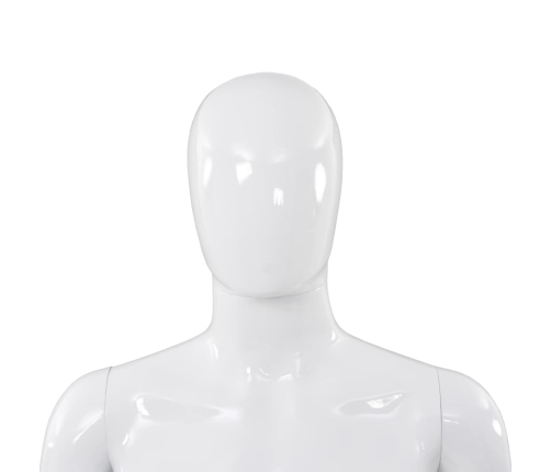 vidaXL vīriešu manekens, pilna auguma, stikla pamatne, 185 cm, balts