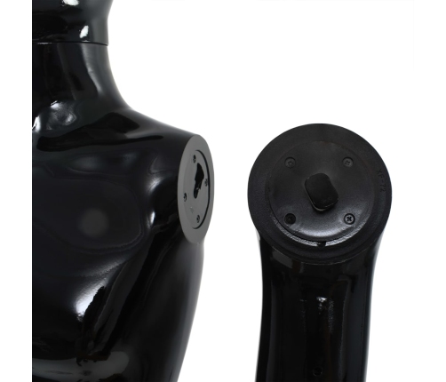 vidaXL vīriešu manekens, pilna auguma, stikla pamatne, 185 cm, melns