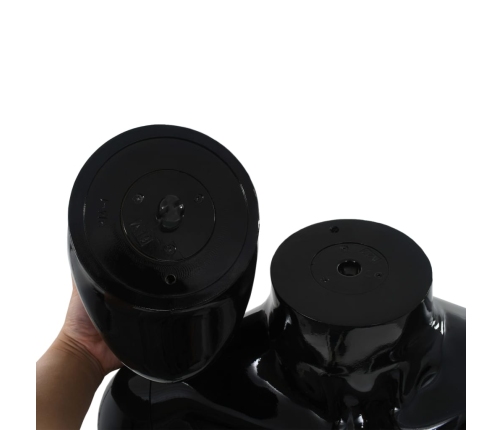 vidaXL vīriešu manekens, pilna auguma, stikla pamatne, 185 cm, melns