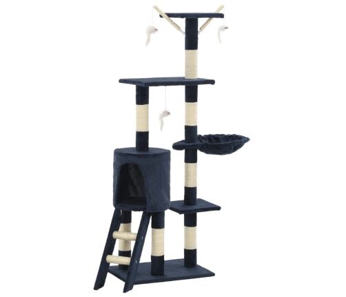 vidaXL kaķu māja ar sizala stabiem nagu asināšanai, 138 cm, tumši zila