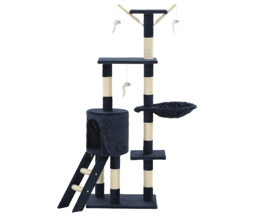 vidaXL kaķu māja ar sizala stabiem nagu asināšanai, 138 cm, tumši zila