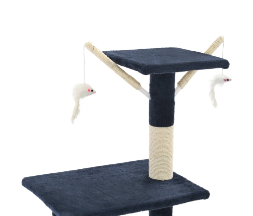 vidaXL kaķu māja ar sizala stabiem nagu asināšanai, 138 cm, tumši zila