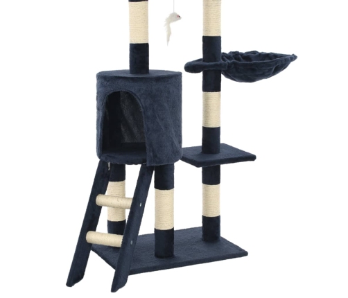 vidaXL kaķu māja ar sizala stabiem nagu asināšanai, 138 cm, tumši zila