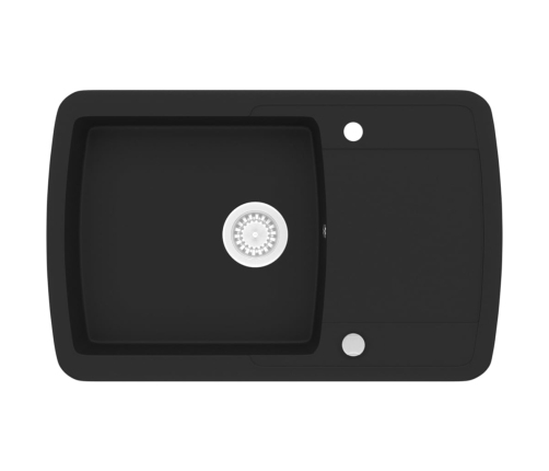 vidaXL virtuves izlietne, viena bļoda, melna, granīts