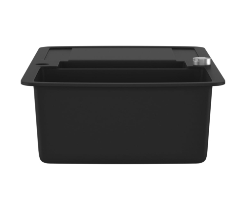 vidaXL virtuves izlietne, divas bļodas, melna, granīts