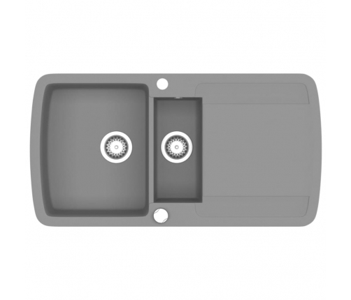 vidaXL virtuves izlietne, divas bļodas, pelēka, granīts