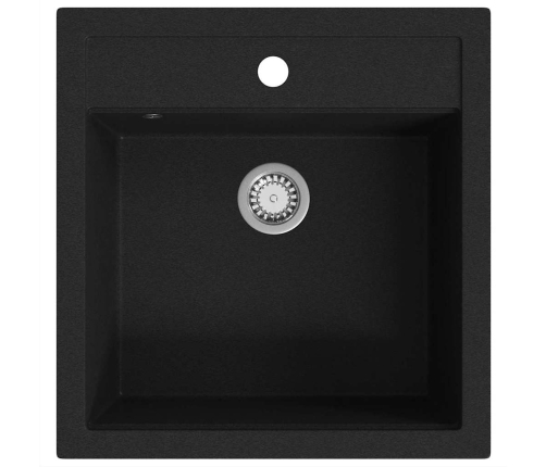vidaXL virtuves izlietne, viena bļoda, melna, granīts
