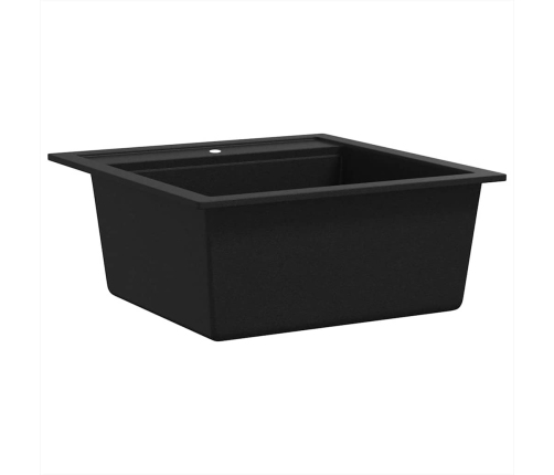 vidaXL virtuves izlietne, viena bļoda, melna, granīts