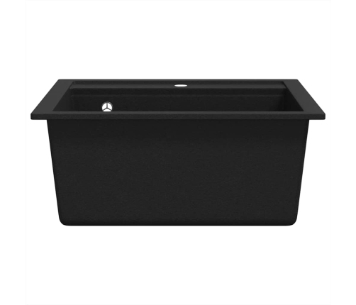 vidaXL virtuves izlietne, viena bļoda, melna, granīts