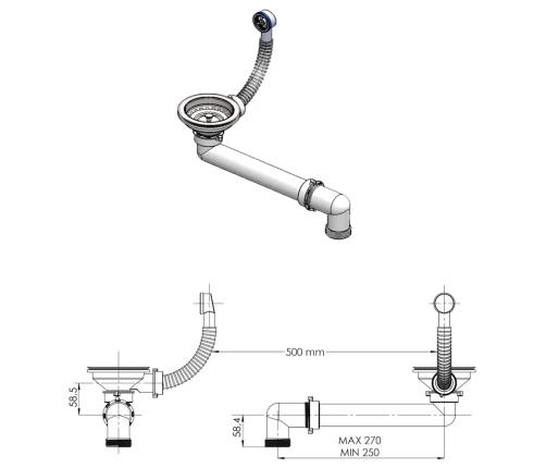 vidaXL virtuves izlietne, viena bļoda, pelēka, granīts